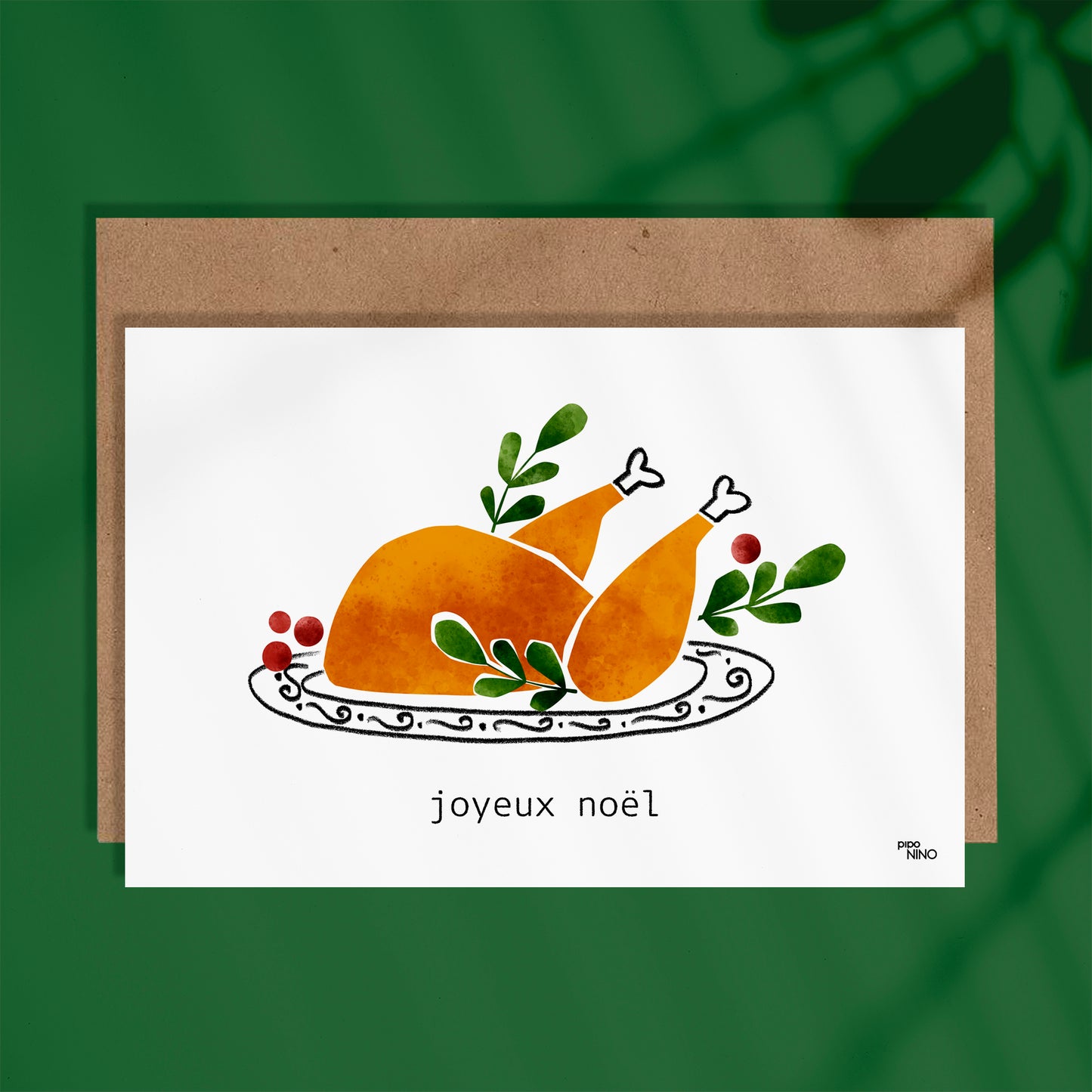 Carte de noël - Joyeux noël Dinde