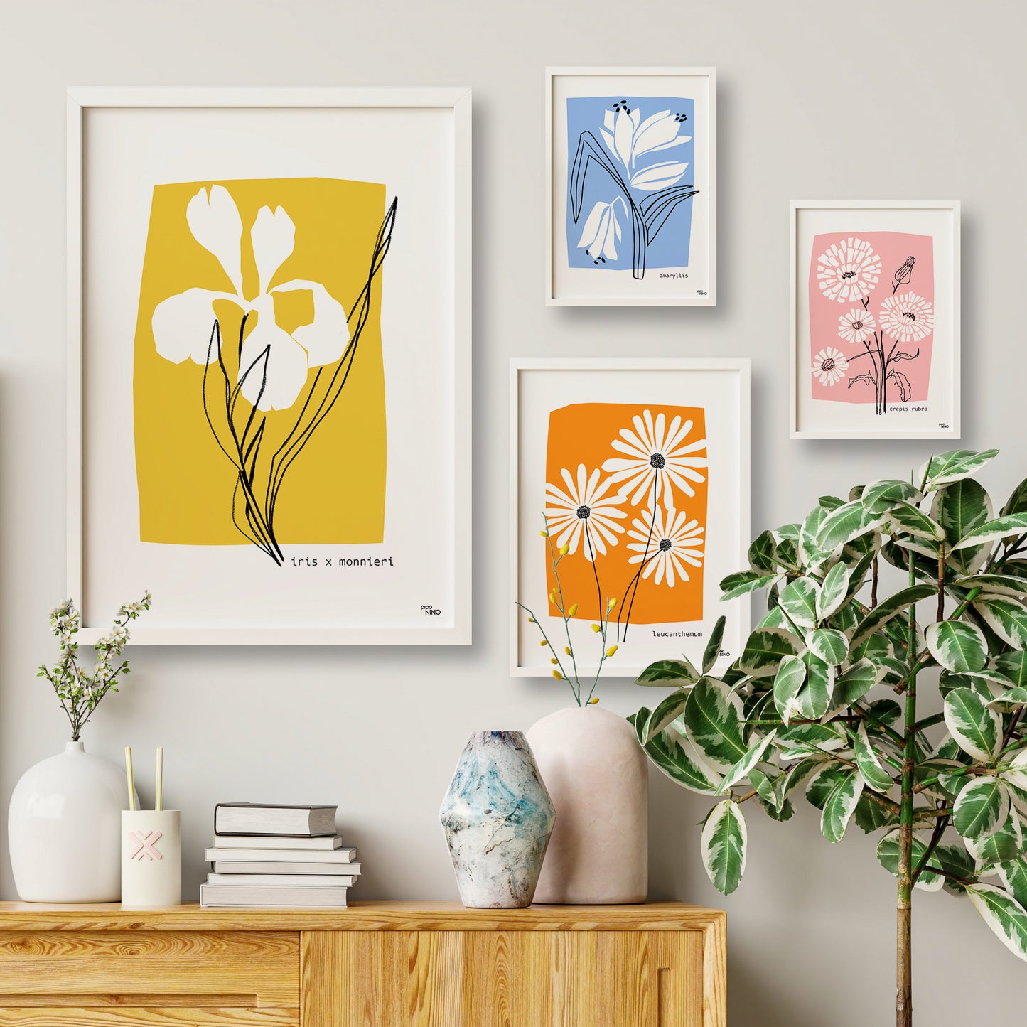 Affiche fleurs bleu AMARYLLIS