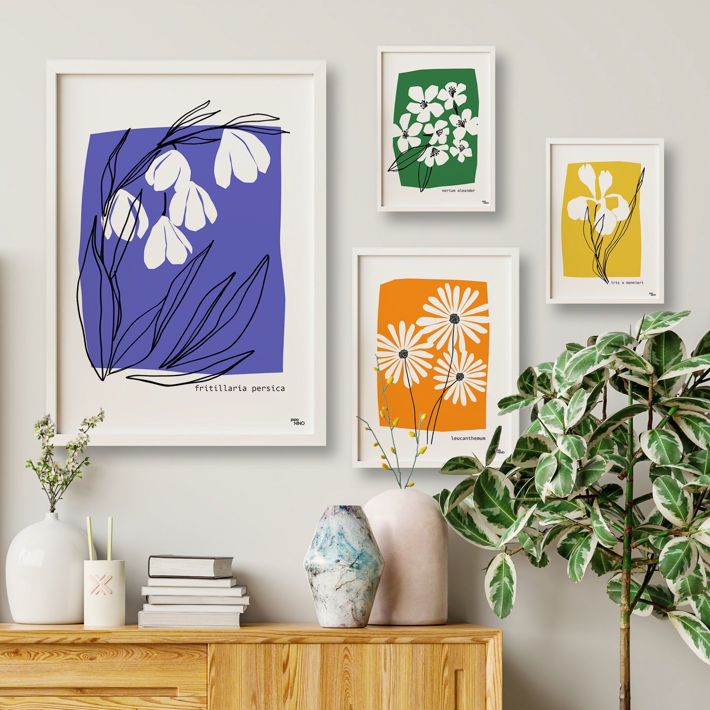 Affiche fleurs bleu PERSICA