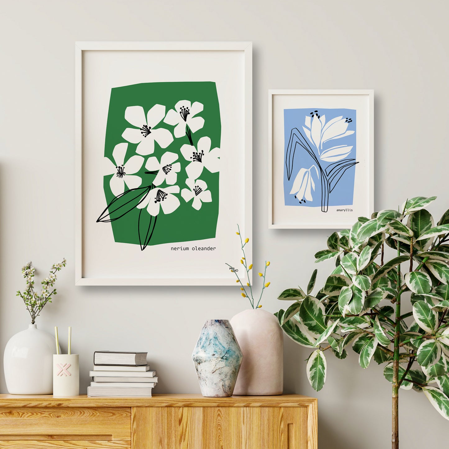 Affiche fleurs bleu AMARYLLIS