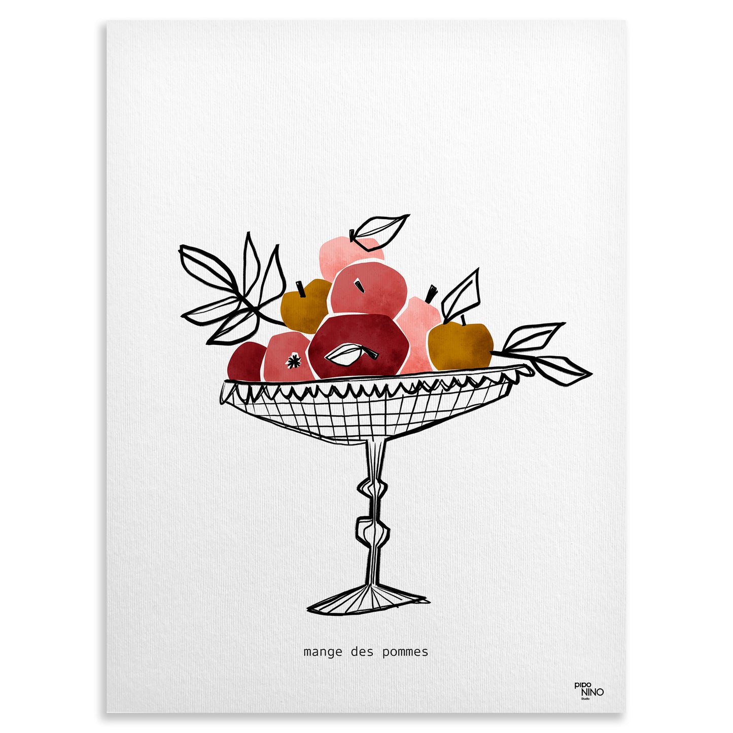 Affiche pommes roses et jaunes