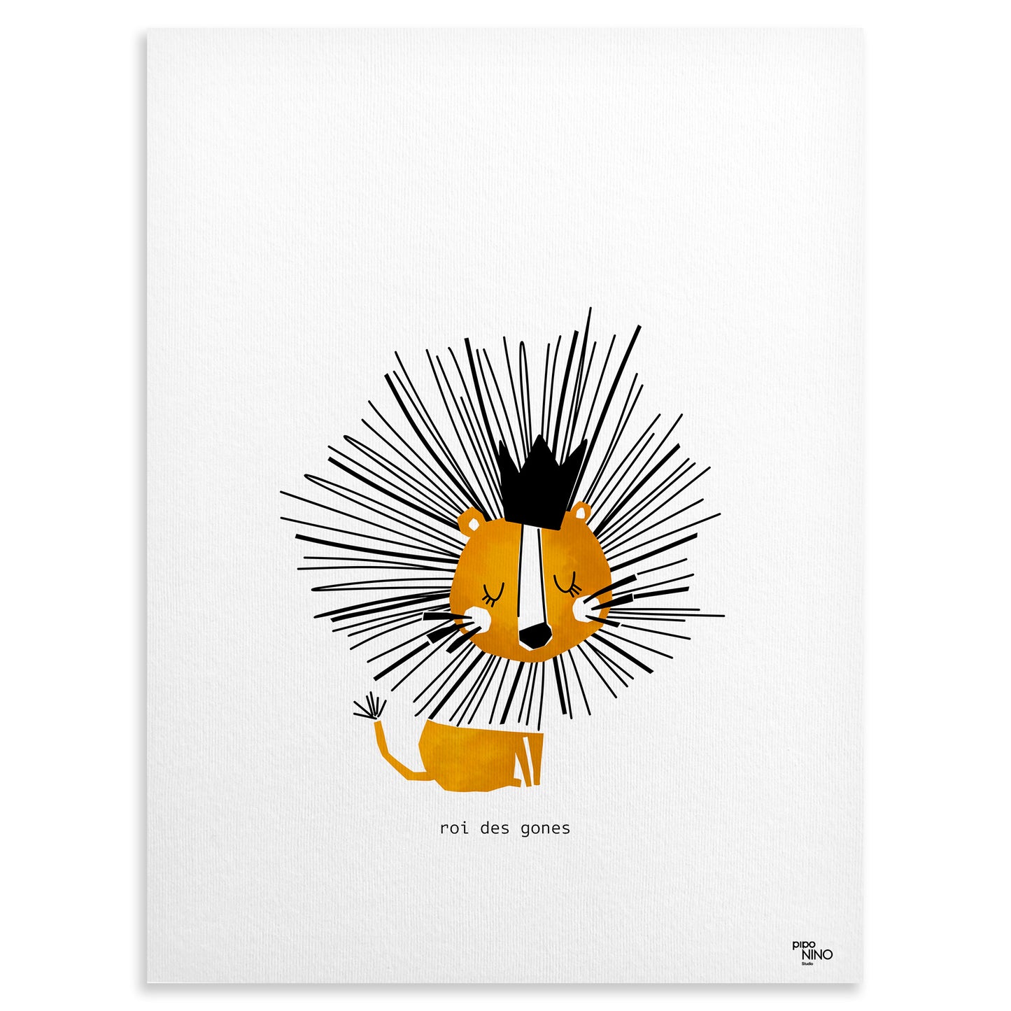 Affiche lyon - LION jaune noir savane