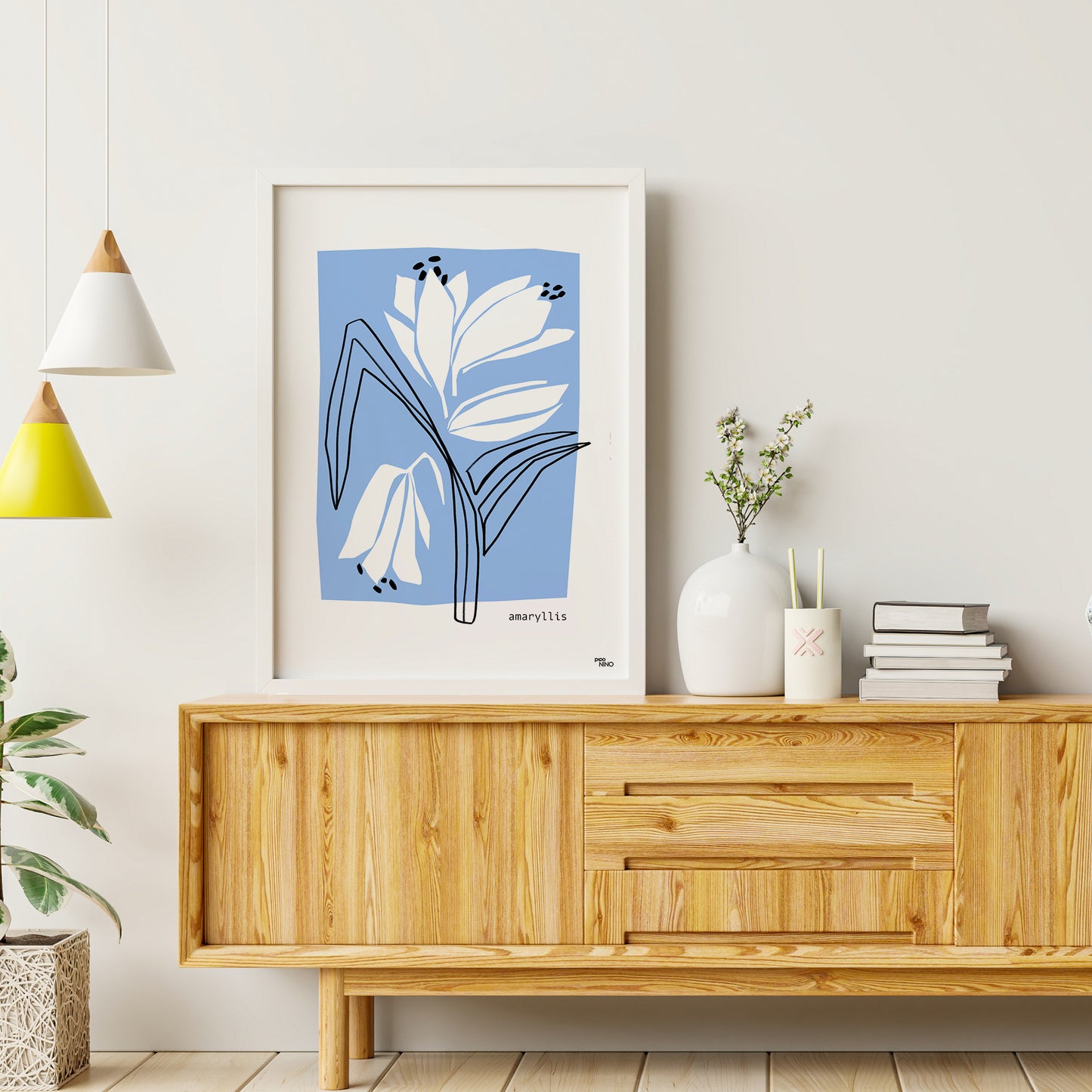 Affiche fleurs bleu AMARYLLIS