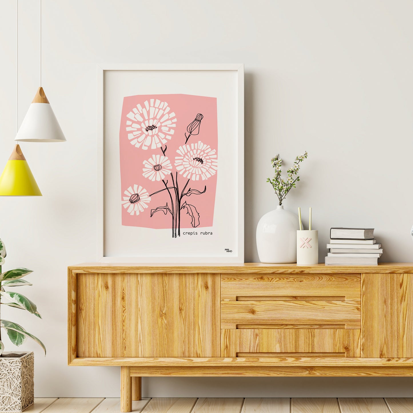 Affiche fleurs rose CREPIS