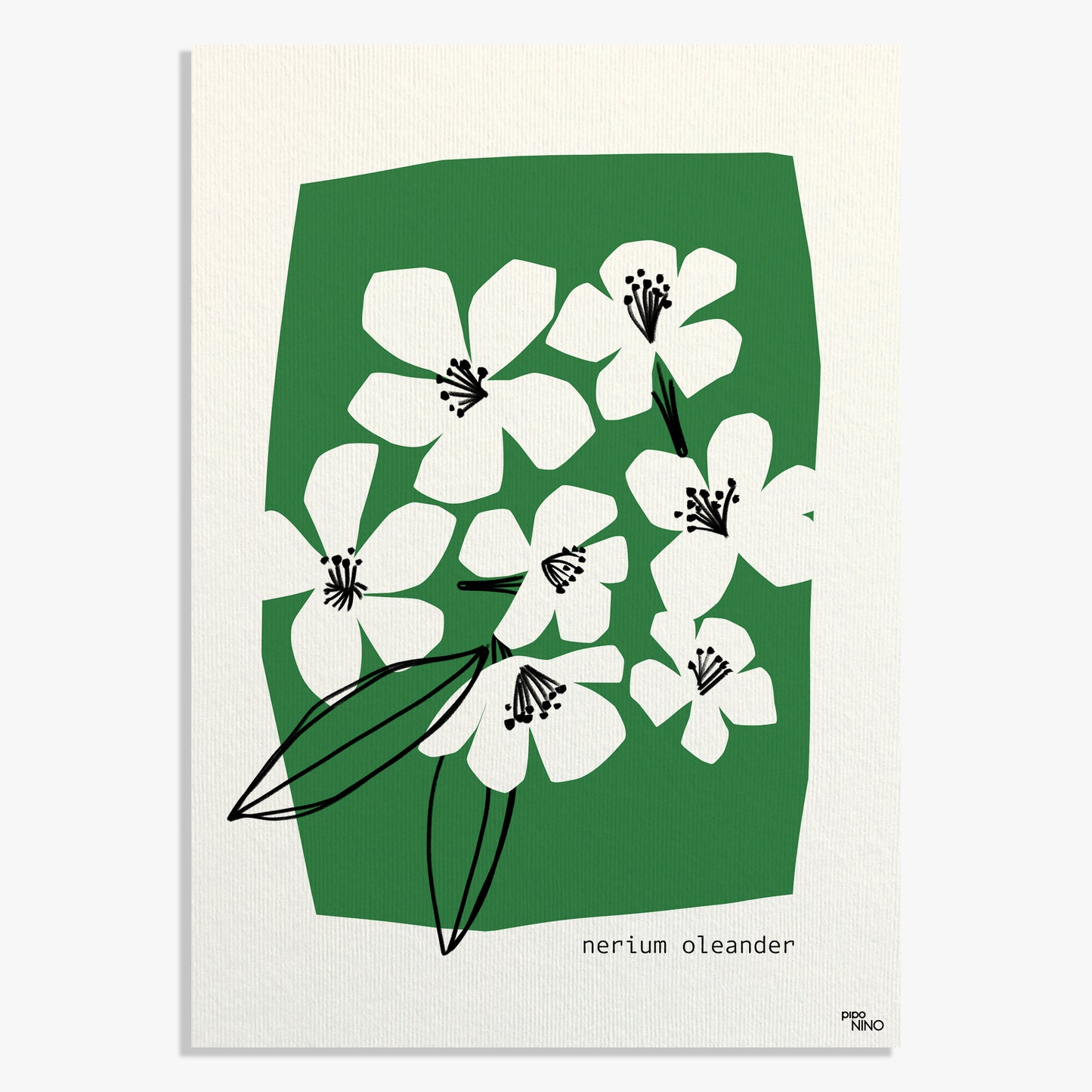 Affiche fleurs vert LAURIER