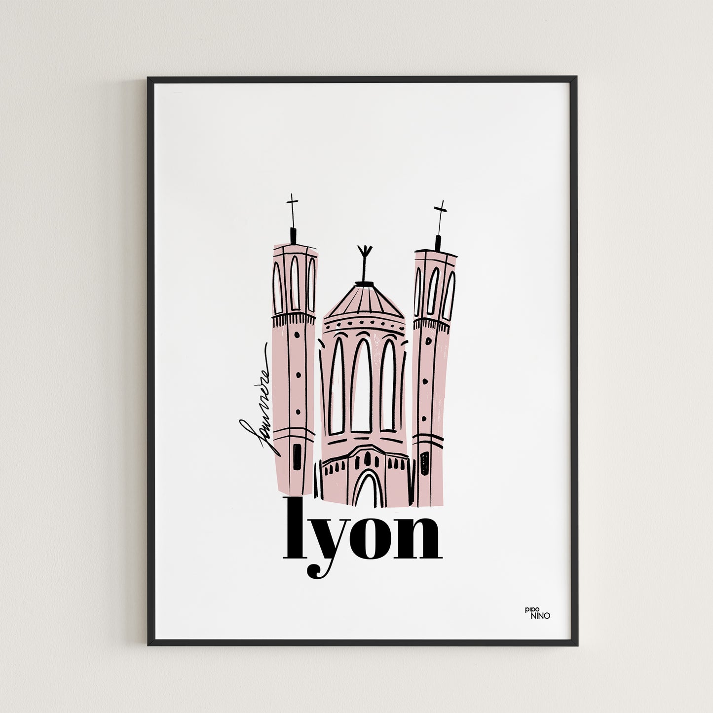 Affiche souvenir de Lyon - Basilique FOURVIERE