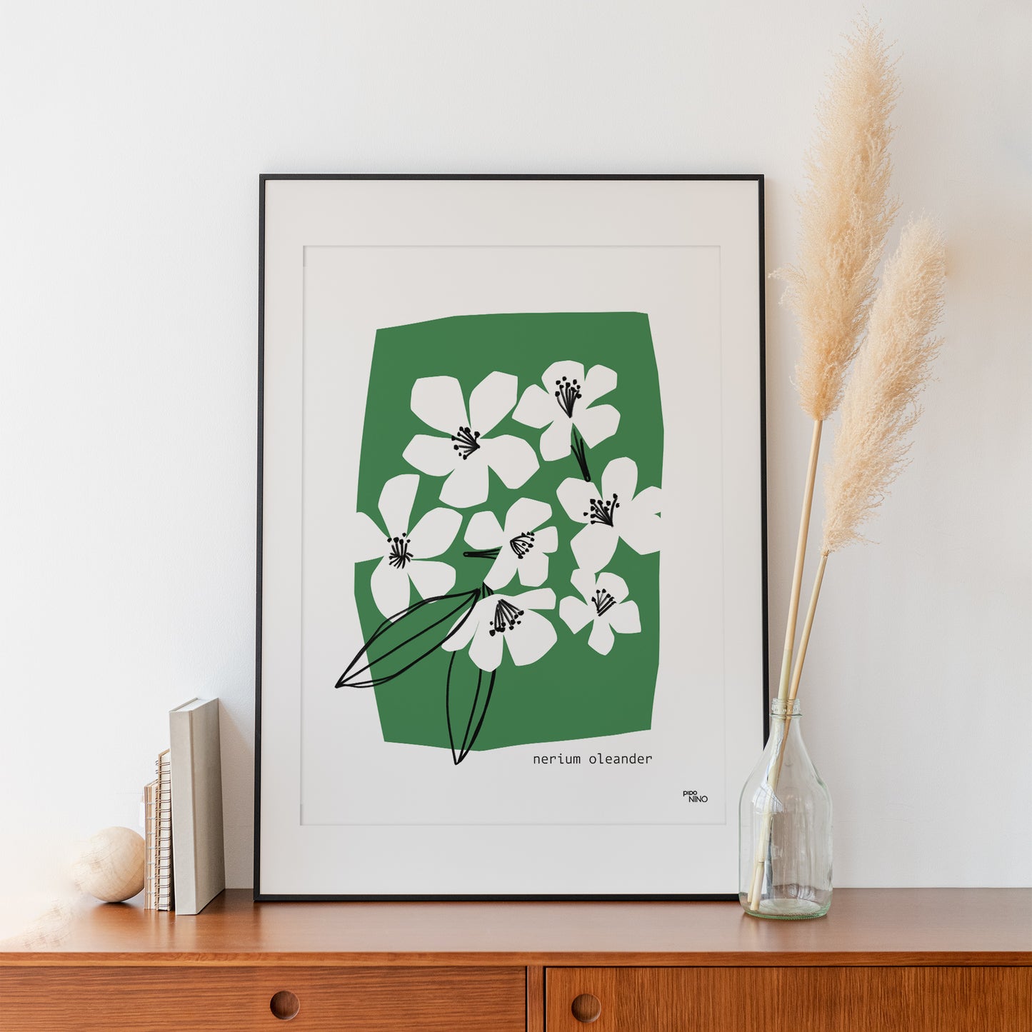 Affiche fleurs vert LAURIER