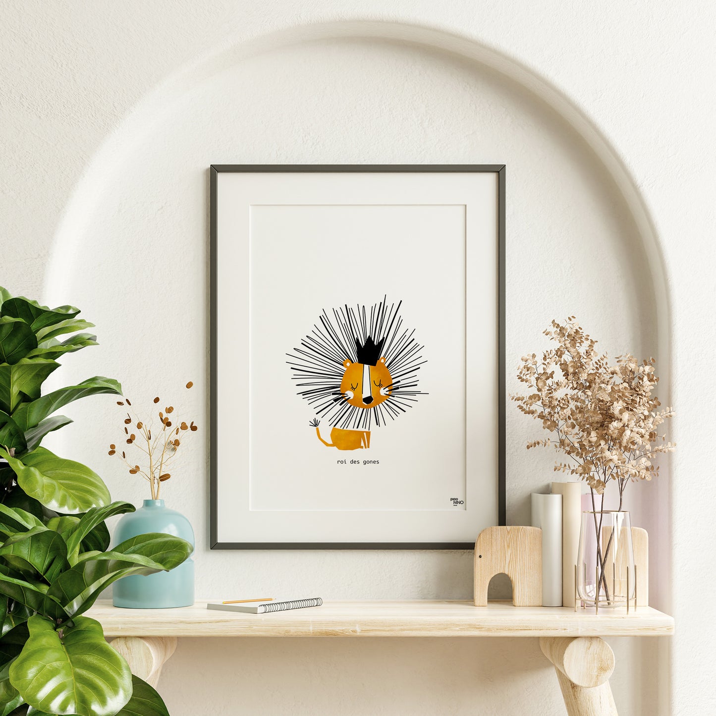 Affiche lyon - LION jaune noir savane