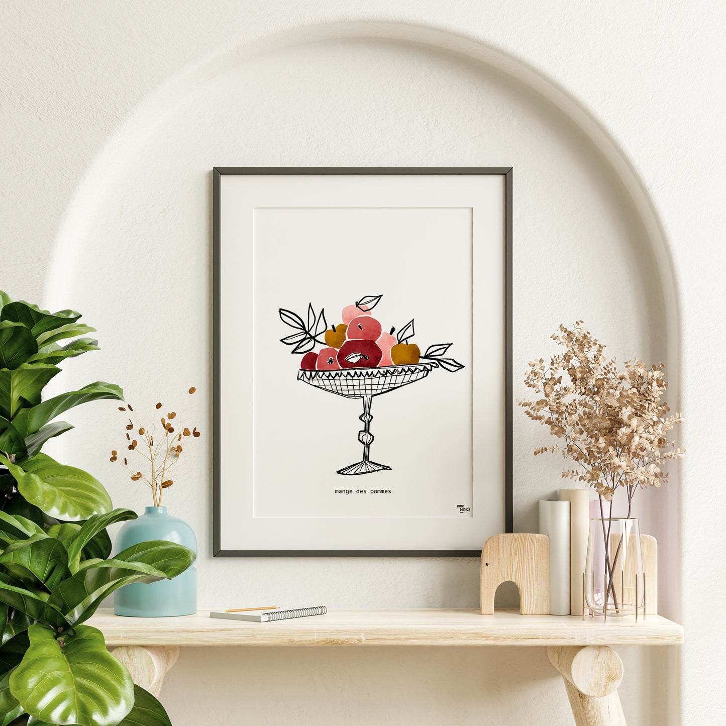 Affiche pommes roses et jaunes