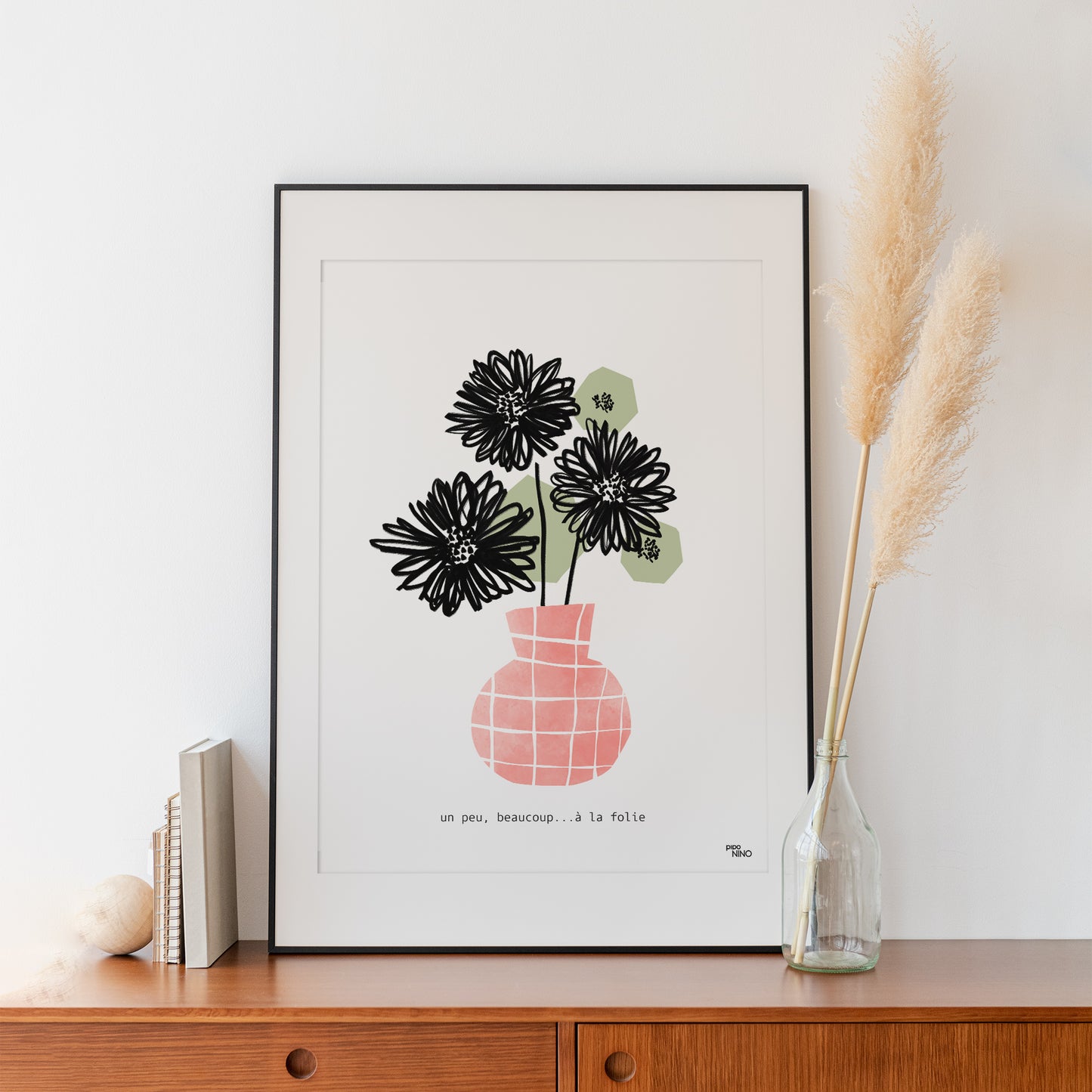Affiche fleurs - Vase rose