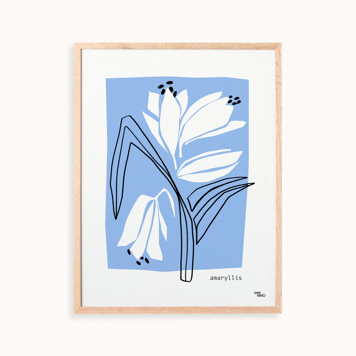 Affiche fleurs bleu AMARYLLIS