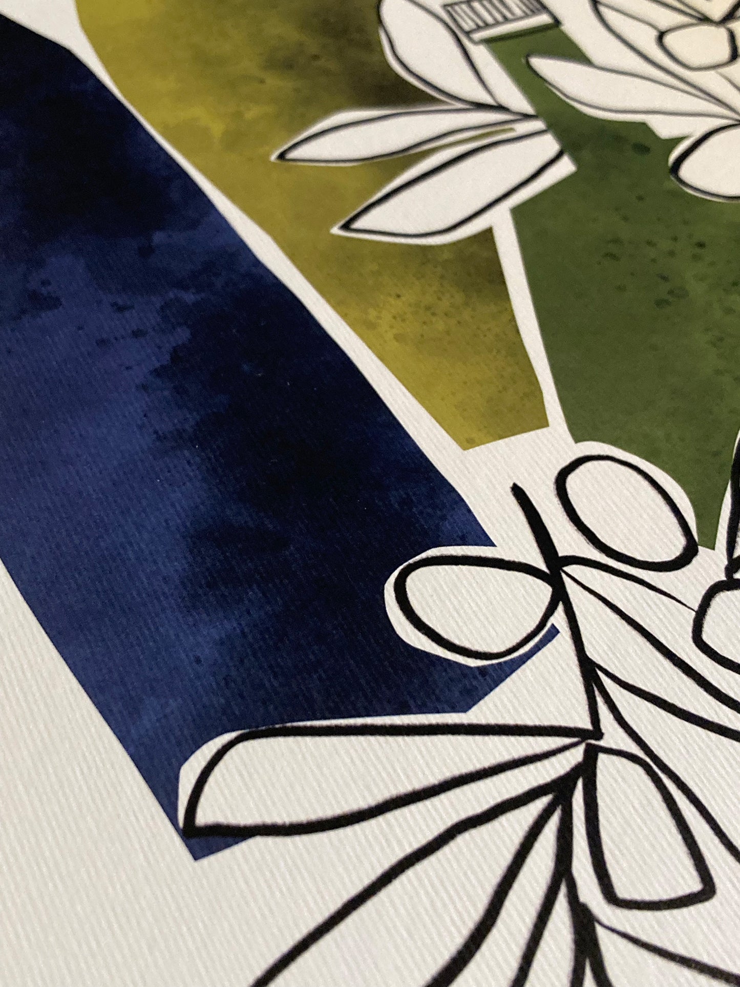 Affiche cuisine HUILE D'OLIVE bleue et verte
