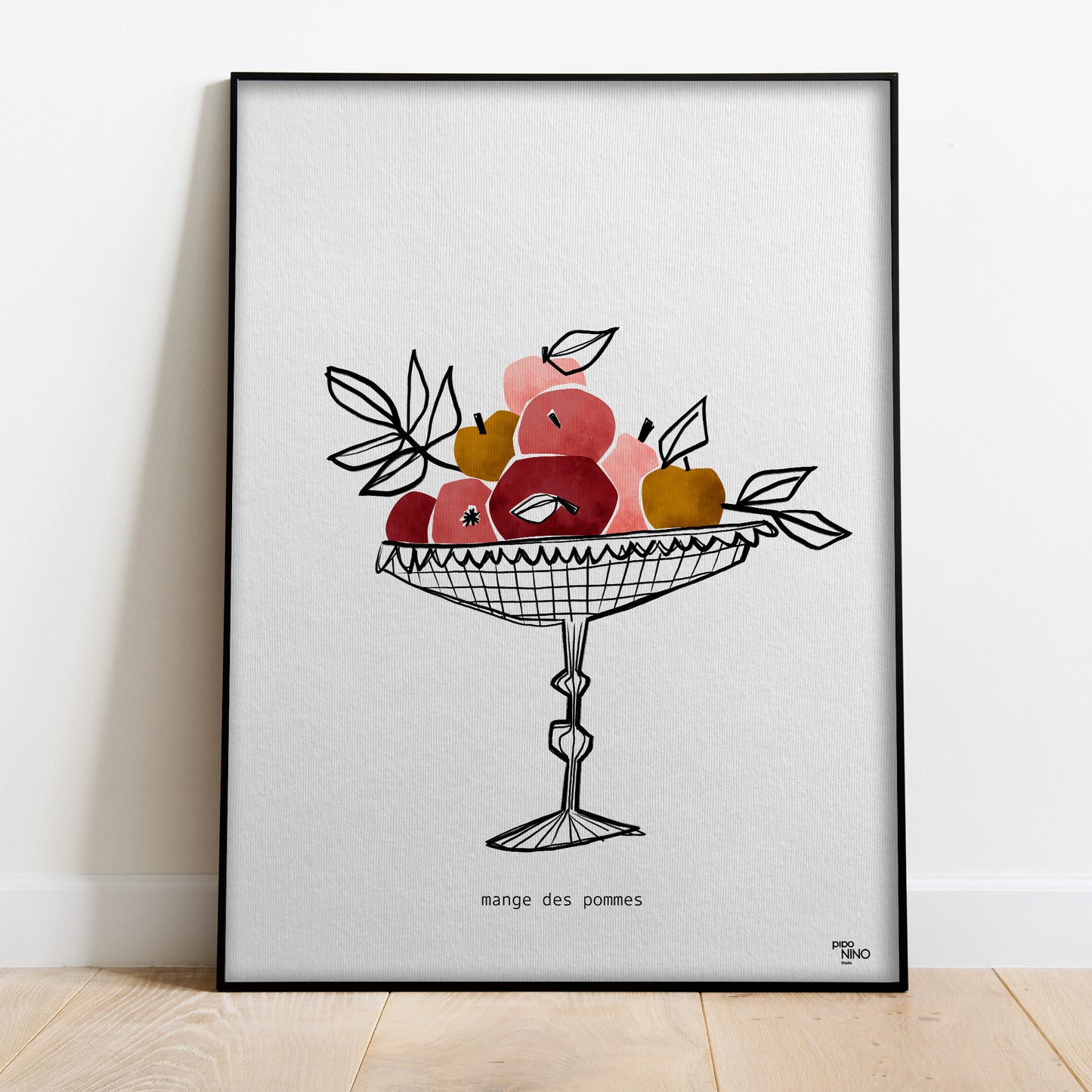 Affiche pommes roses et jaunes