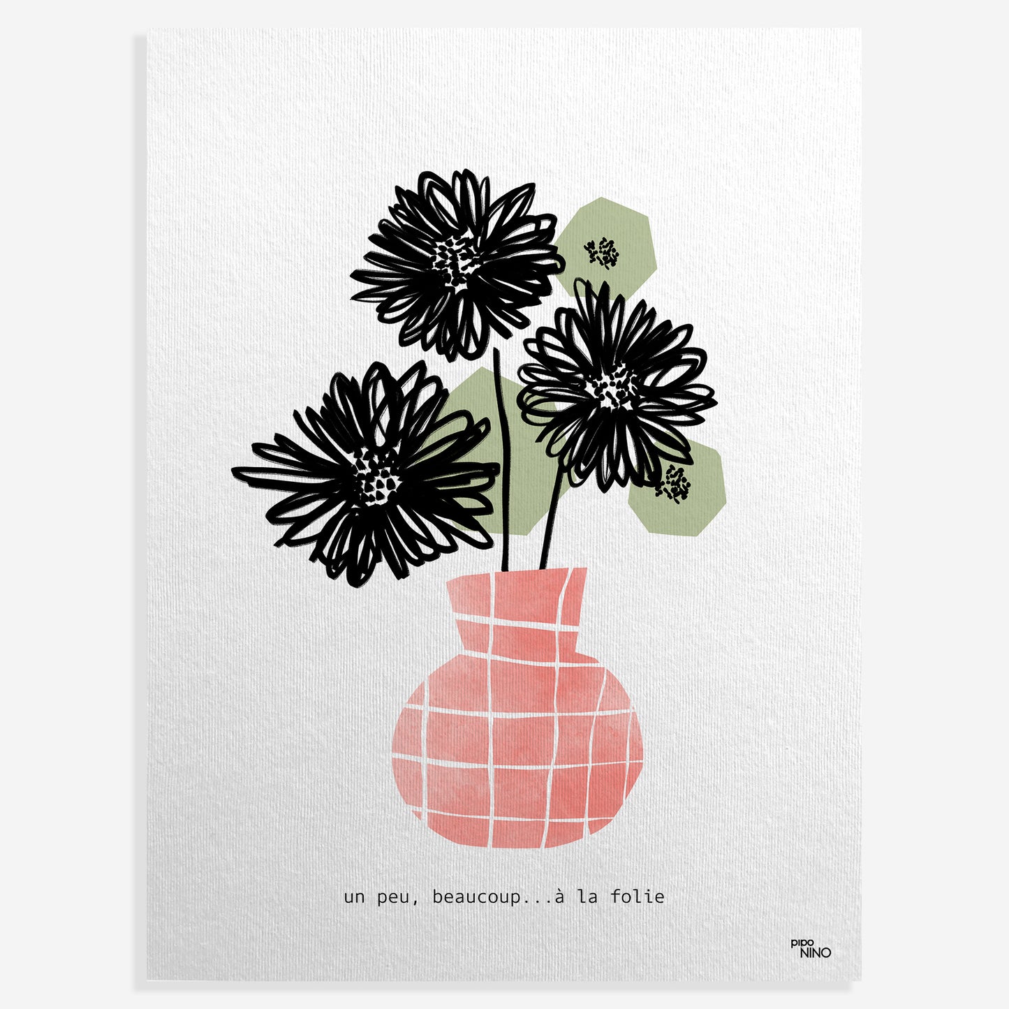 Affiche fleurs - Vase rose
