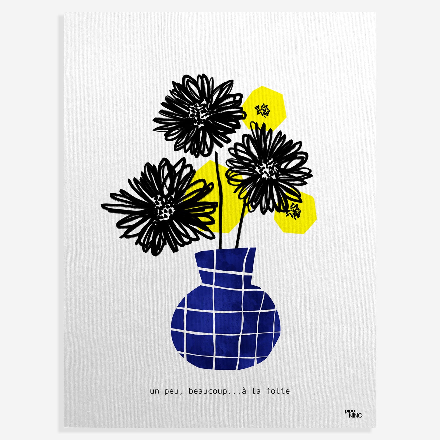 Affiche Fleurs - vase bleu