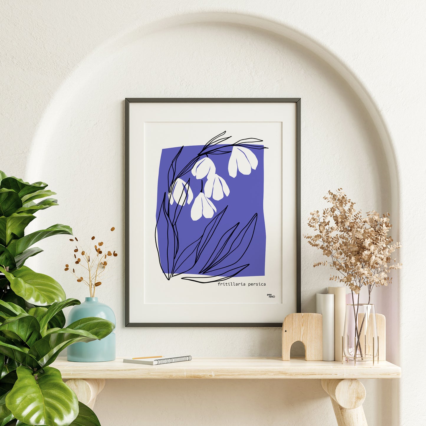 Affiche fleurs bleu PERSICA