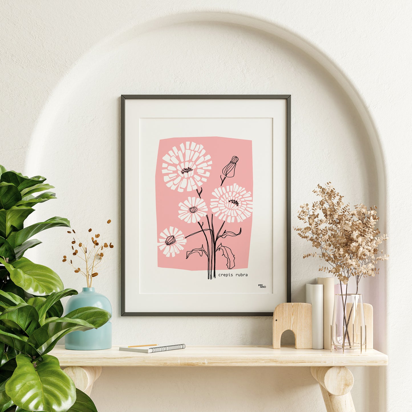 Affiche fleurs rose CREPIS