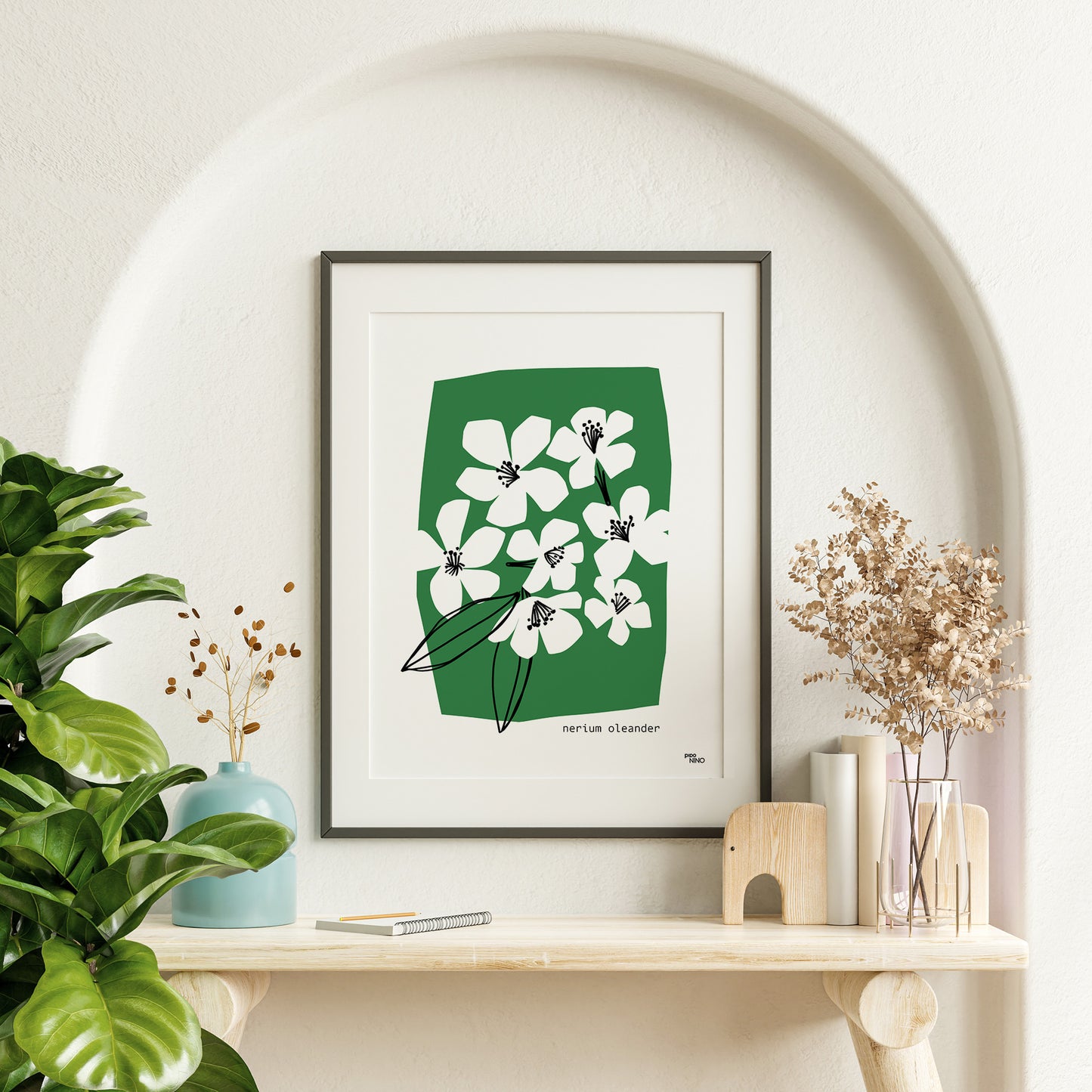 Affiche fleurs vert LAURIER