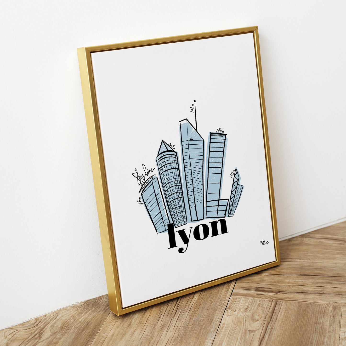 Affiche souvenir de Lyon - Skyline