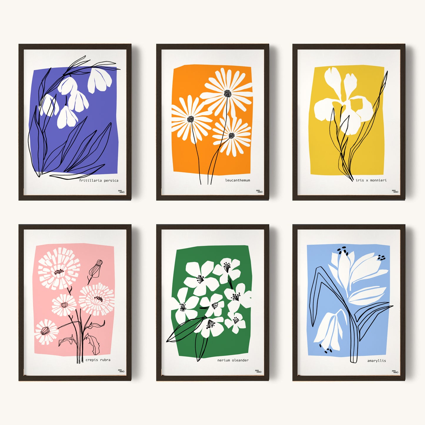 Affiche fleurs bleu AMARYLLIS