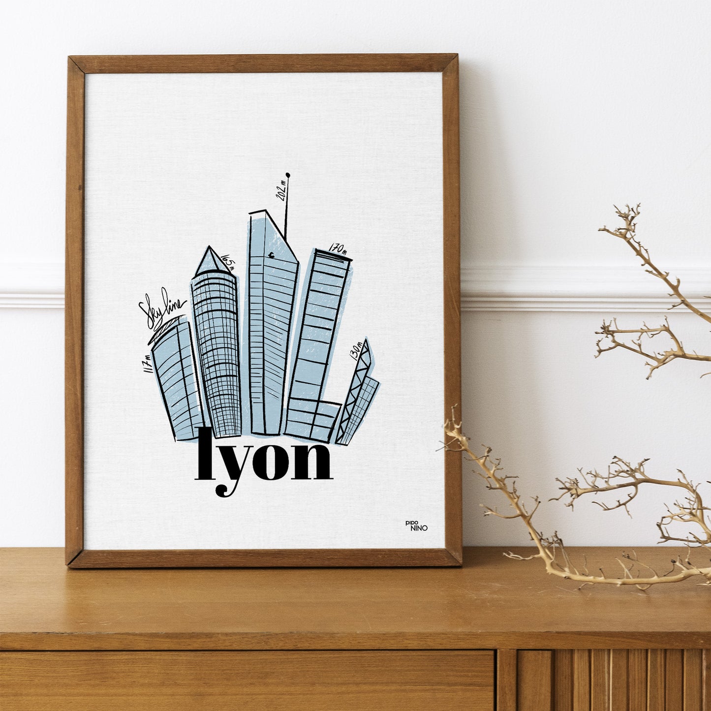 Affiche souvenir de Lyon - Skyline