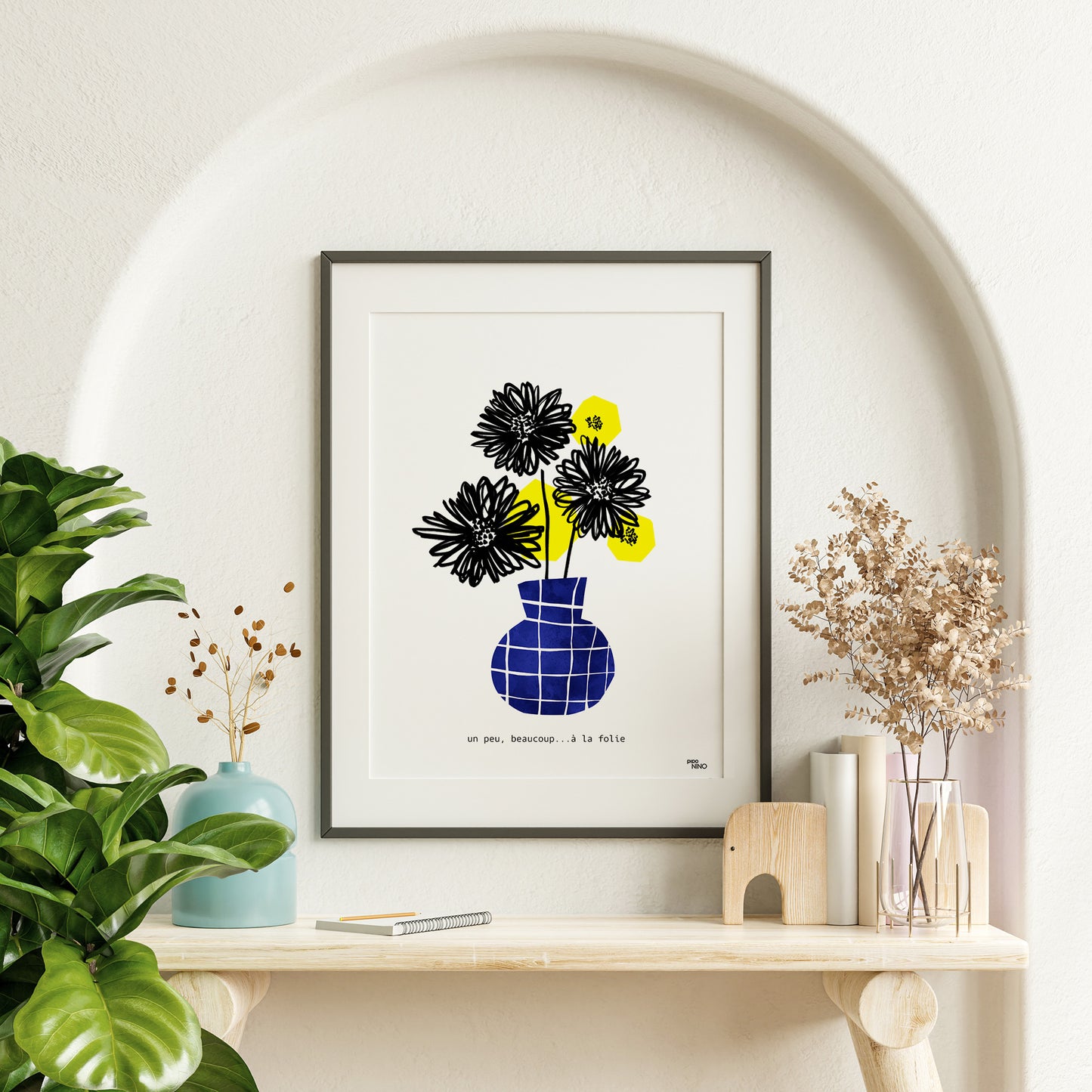 Affiche Fleurs - vase bleu