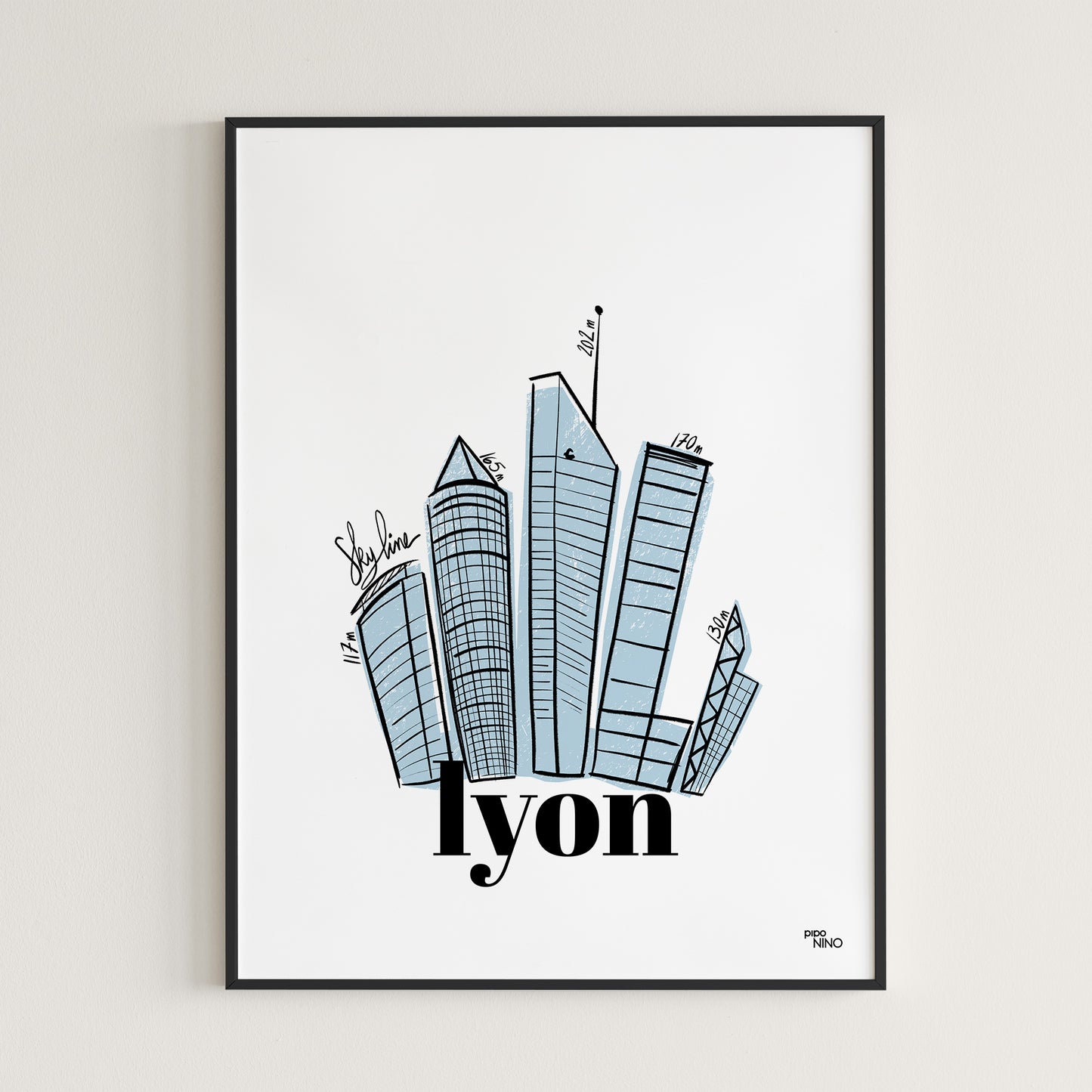Affiche souvenir de Lyon - Skyline