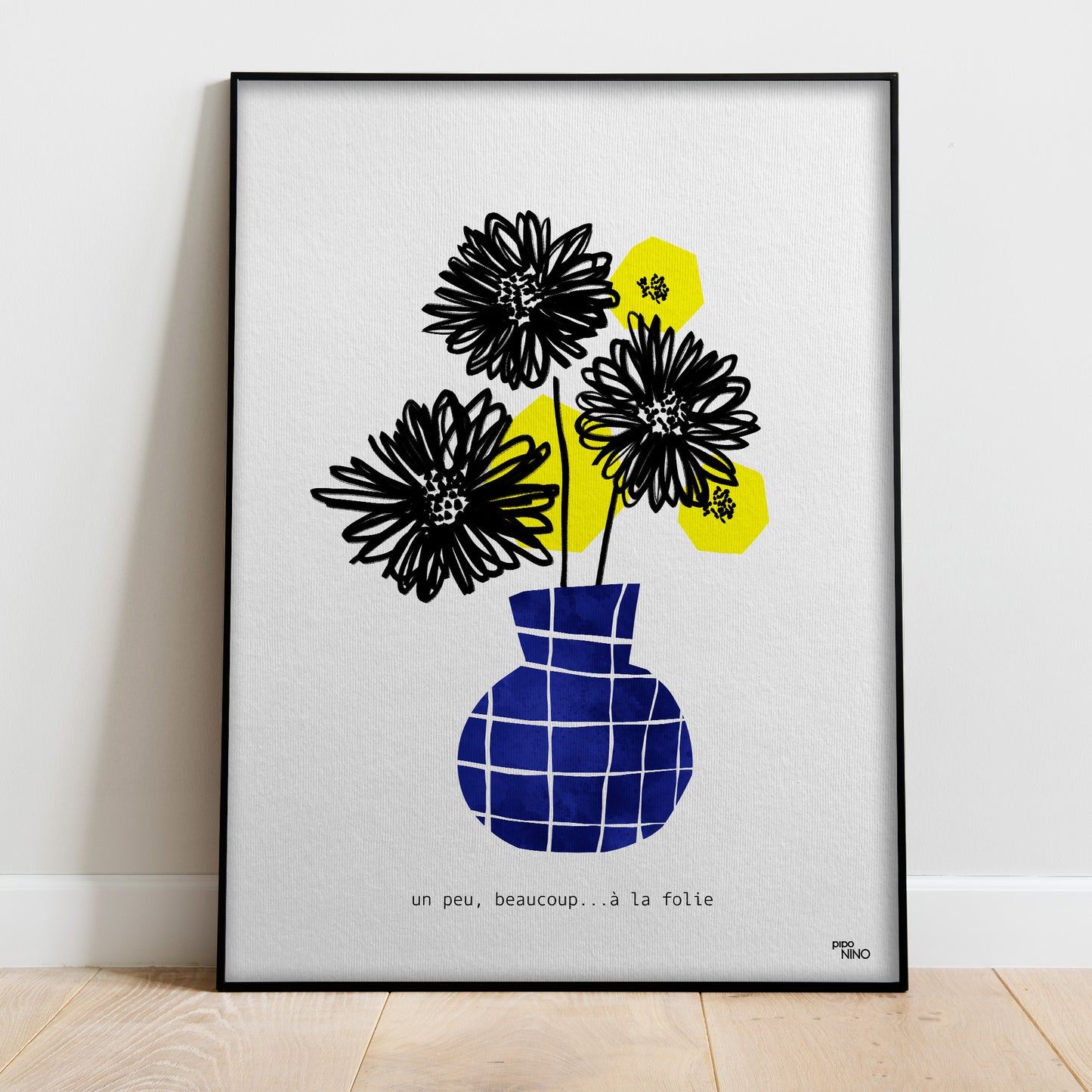 Affiche Fleurs - vase bleu