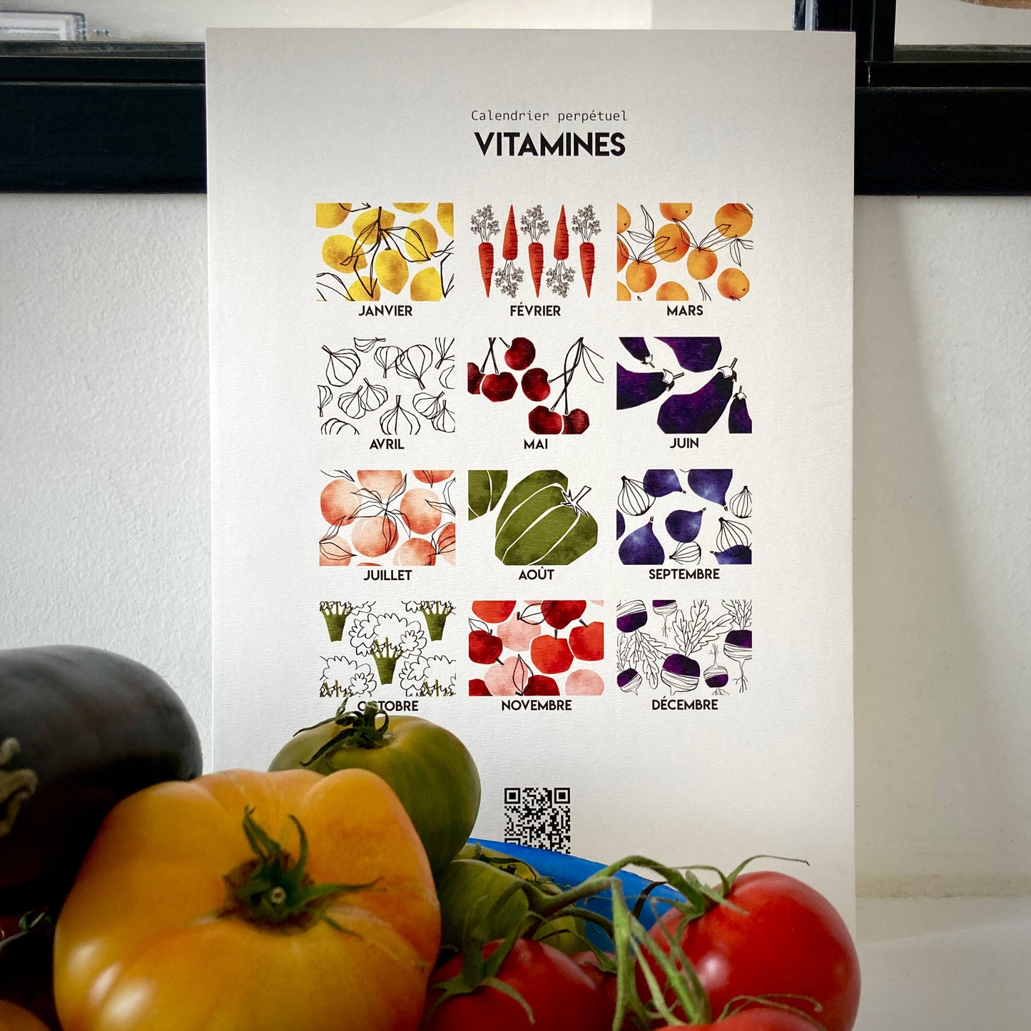 Calendrier perpétuel VITAMINE - fruits et légumes de saison