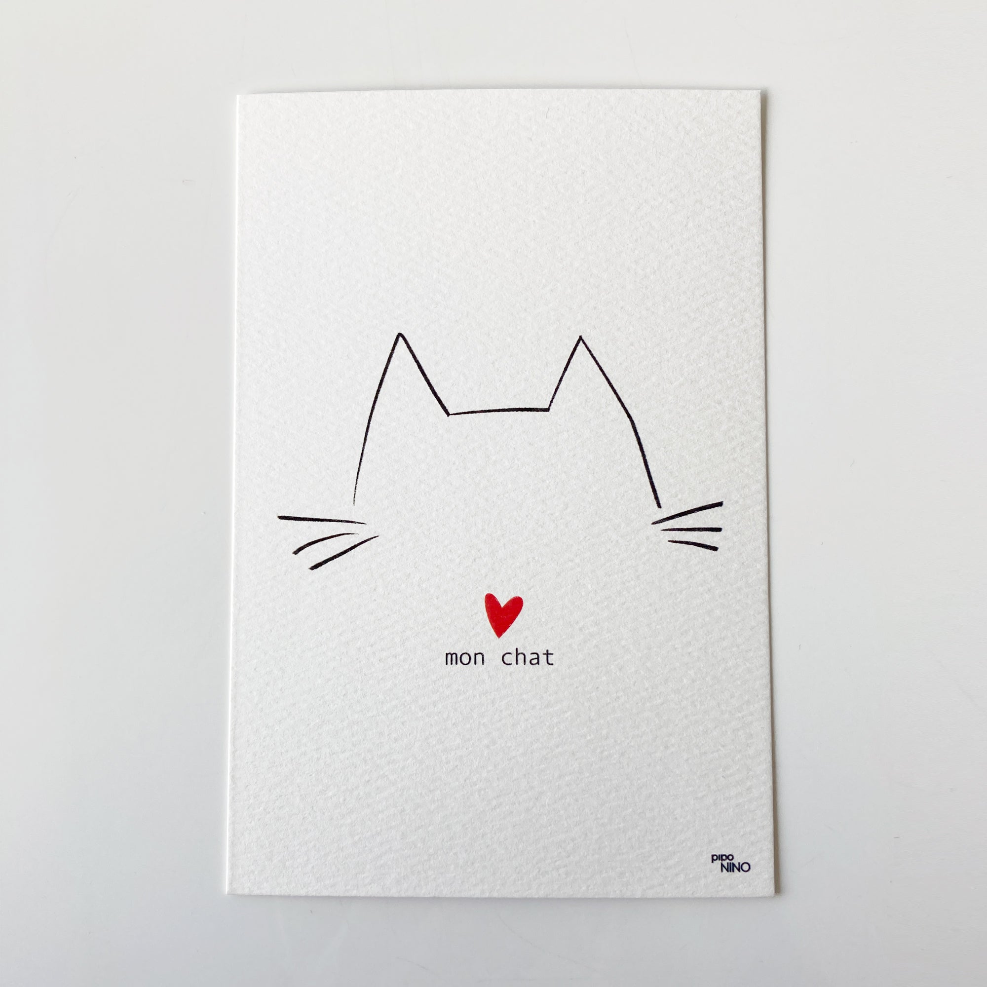 Carte postale amour MON CHAT noir blanc piponino