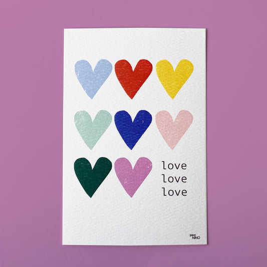 Carte postale amour LOVE LOVE LOVE